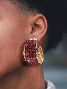 3對beverly貴婦風格彩色金屬吊墜耳環,粉紅色、香檳色鑽石為女性、女孩派對的禮物 - 彩色 - 查看 8