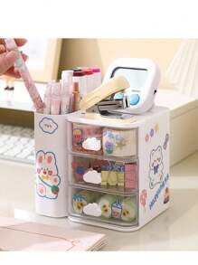 Phong cách Nhật Bản Bàn làm việc Ngăn đựng bút Dễ thương Đa chức năng Dung lượng lớn Chia rẽ Ngăn kéo Bàn làm việc Văn phòng phẩm Hộp đựng Hộp trữ - trắng - Xem 8