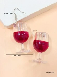 1對別緻時尚的香檳杯和流動的酒印花樹脂耳環,適用於情人節、派對、假期和約會,是送給朋友的最佳禮物 - 彩色 - 查看 6