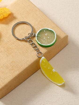 1pc Realistic Lemon & Orange Shaped Keychain Key Chain Charms Keyrings Thank You Gifts Teacher Accessories