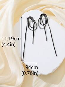 1對時尚女士耳環,適合節日和日常佩戴 - 黑色 - 查看 4