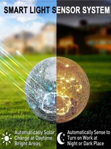 Garden Solar Lights, Cracked Glass Ball Waterproof Warm White LED For Outdoor Decor Decorations Pathway Patio Yard Lawn Lights - Multicolor - View 7