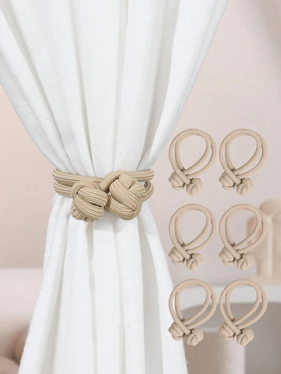 6 Piezas Cortina De Color Beige Amarra Cortinas - Caqui - Ver 1