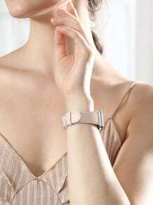 2 件兼容 表带和手表保护壳套装，PC 硬质材料粉色框架配玫瑰金饰边，屏幕保护膜，防震防刮手表保护壳，搭配柔软舒适的皮革表带，适用于 Ultra 3/2/1、SE、S10/S9/S8/S7/S6/S5/S4/S3/S2/S1 系列，38mm/40mm/41mm/42mm/44mm/45mm/46mm/49mm 手表智能手表配件 - 粉色 - 查看 6