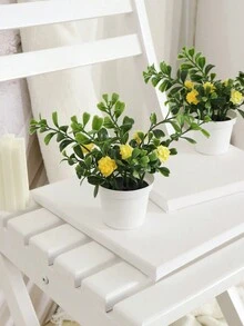 1入組人造塑料盆栽植物,適用於客廳、臥室、書桌、辦公室、浴室、架子等家居裝飾 - 黃色 - 查看 9