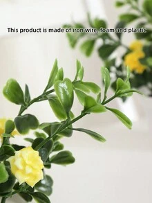 1入組人造塑料盆栽植物,適用於客廳、臥室、書桌、辦公室、浴室、架子等家居裝飾 - 黃色 - 查看 4