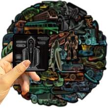 50入組霓虹繪畫防水diy創意貼紙玩具,適用於筆記型電腦、桌上型電腦、手機、平板電腦、吉他、杯子、旅行包、摩托車、汽車裝飾貼紙,是完美的禮物 - 彩色 - 查看 9