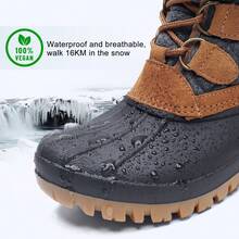 STQ Womens Winter Duck Boots Waterproof Cold Weather Snow Boots - WBROWNGREY - View 3