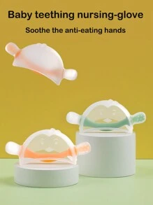 1 Pc Baby Orange Day And Night Silicone Penguin Teether Nursing Glove With Dust-Proof Storage Box Light Weight Anti Eating Hands No Dirt Clean Teething Toy