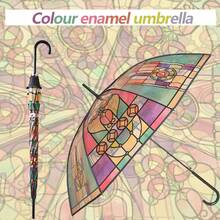 彩色玻璃透明傘,浪漫詩意自由理想自動長柄傘,生日禮物、聖誕禮物,免費想法 - 彩色 - 查看 7