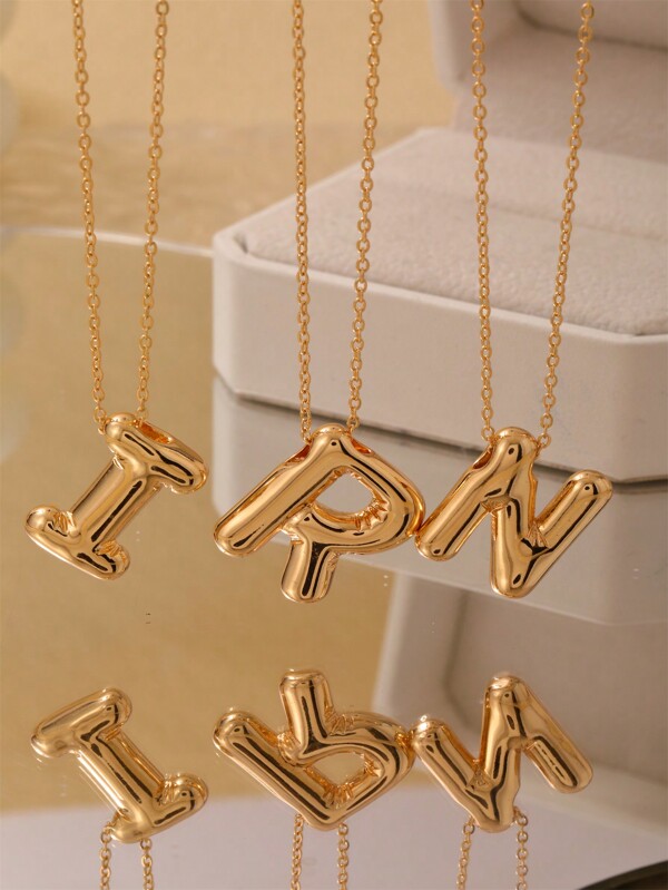 1pc Hip-Hop Style Bubble Letter Pendant Minimalist Stainless Steel Necklace Fashionable Accessory