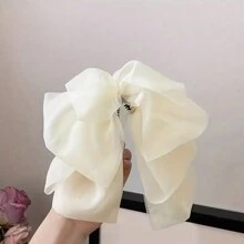 1pc Fashionable Elegant Multi-Layer Mesh Bowknot Hair Clip For Girls, French Vintage Style Banana Hairpin For Ponytail, Suitable For Party, Dance And Daily Use