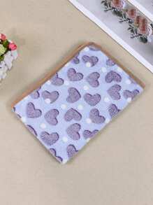 1pc Cartoon Heart Shaped Pet Blanket, All Seasons, Thick Flannel Fleece, Suitable For Large, Medium And Small Cats And Dogs - Blue - View 1