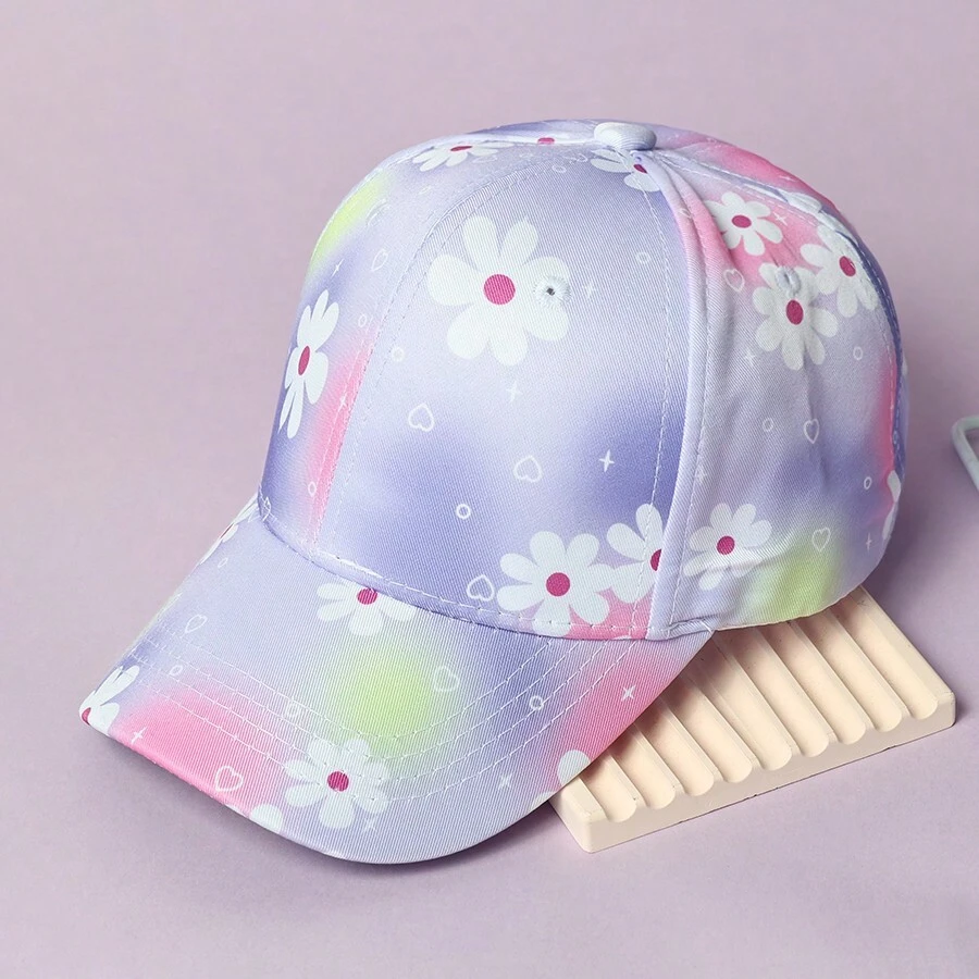 1 Pieza Gorra De Béisbol Con Patrón De Girasol Morado Y Decoración De Corazón - Morado - Ver 1