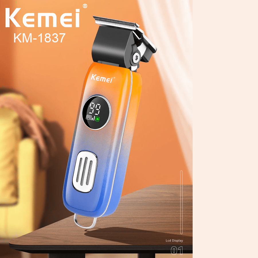 Kemei Km1837 Mini Electric Hair Clipper With Lcd Display, Usb