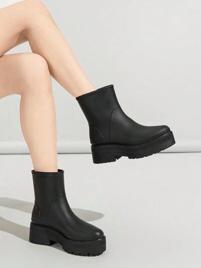 Women'S Pvc Rain Boots Soft, Non-Skid, Cold Resistant, Moisturizing, Stylish Boots With Thick Soles, Short Tube Adult Rubber Shoes, Water Shoes, Winter Boots