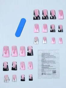 24 chiếc Ấn Vào Móng Tay Đầu Móng Tay Vịt Dài Pháp 3D Mặt Dây Chuyền Thiết Kế Hình Ngôi Sao Chân Vịt Phong Cách Cong Móng Tay Giả Mẹo Rộng Thiết Kế Móng Tay Acrylic Cho Y2K Nail Đồ Dùng Làm Móng - Nhiều màu - Xem 2