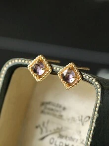 1pair Shining Earrings Ladies Jewelry For Women S925 Sterling Silver  Fine Jewelry Gift For Girls Daily Dating Decor - Gold - View 1