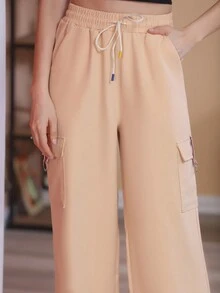 Women Pants - 卡其色 - 查看 6