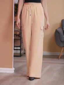 Women Pants - 卡其色 - 查看 3