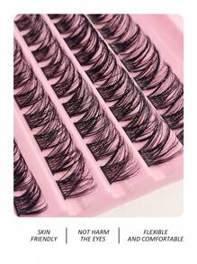 Rikuaild 100 Clusters DIY Individual Eyelashes Soft And Natural False Eyelashes Individual DIY Eyelash Extensionlash Clusters,Eyelash Clusters,Individual Eyelashes,Lashes,Fake Lashes - Black - View 3