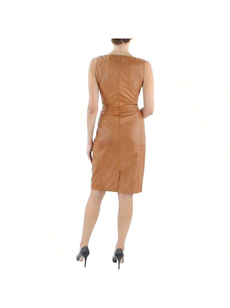 LAUREN RALPH LAUREN Womens Leather Midi Shift Dress | SHEIN USA