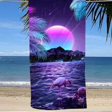 1條風景圖案沙灘巾,現代超細纖維浴巾,適用於度假、露營、游泳、洗浴、送禮 - 彩色 - 查看 3