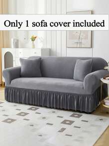 1 bucată husă elastică pentru canapea, fibră de poliester în stil modern, cu design de fustă cu model geometric, protecție antipraf și anti-alunecare, potrivire universală pentru canapea cu 1/2/3/4 locuri, toate anotimpurile