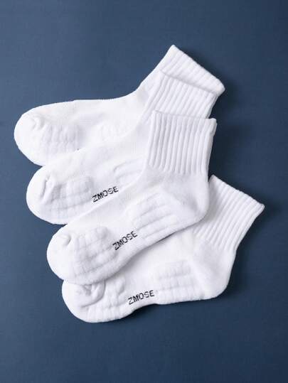 4pairs Thickened Towel Bottom Athletic Mid-Calf Socks, Unisex