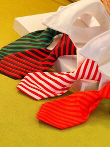 1pc Pet Neck Tie Collar, British Style Stripe Pattern Pet Bandana, Cat/Dog Scarf - Orange - View 6