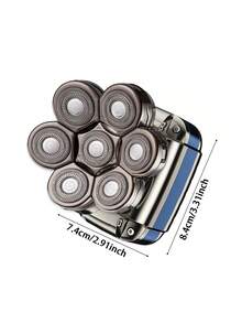 7個浮動刀頭的男士電動剃刀,智能剃須系統,並帶有禿頭髮剪 - 彩色 - 查看 6