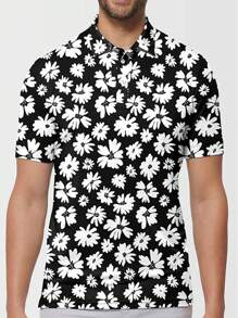 男士襯衫t恤,休閒舒適polo衫,夏季,男士運動polo T恤健身服 - 黑色 - 查看 1