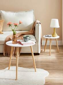 VASAGLE Lot de 2 Tables Basses gigognes - SONGMICS - Style scandinave - Blanc et Couleur Boisée - Blanc - Voir 3