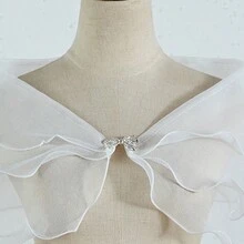 1件婚紗純色披肩,適用於婚禮、派對、舞會等場合 - 白色 - 查看 2