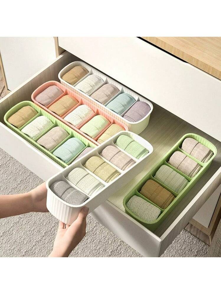 DIMJ Cassettiera Scrivania per Armadio Interno - Organizzatore Cassetti Impilabile, con Finestra Trasparente, Scatola Porta Oggetti Organizer Cassetti per Ufficio, 40 x 32 x 17 cm, Beige, 4 Tiroirs