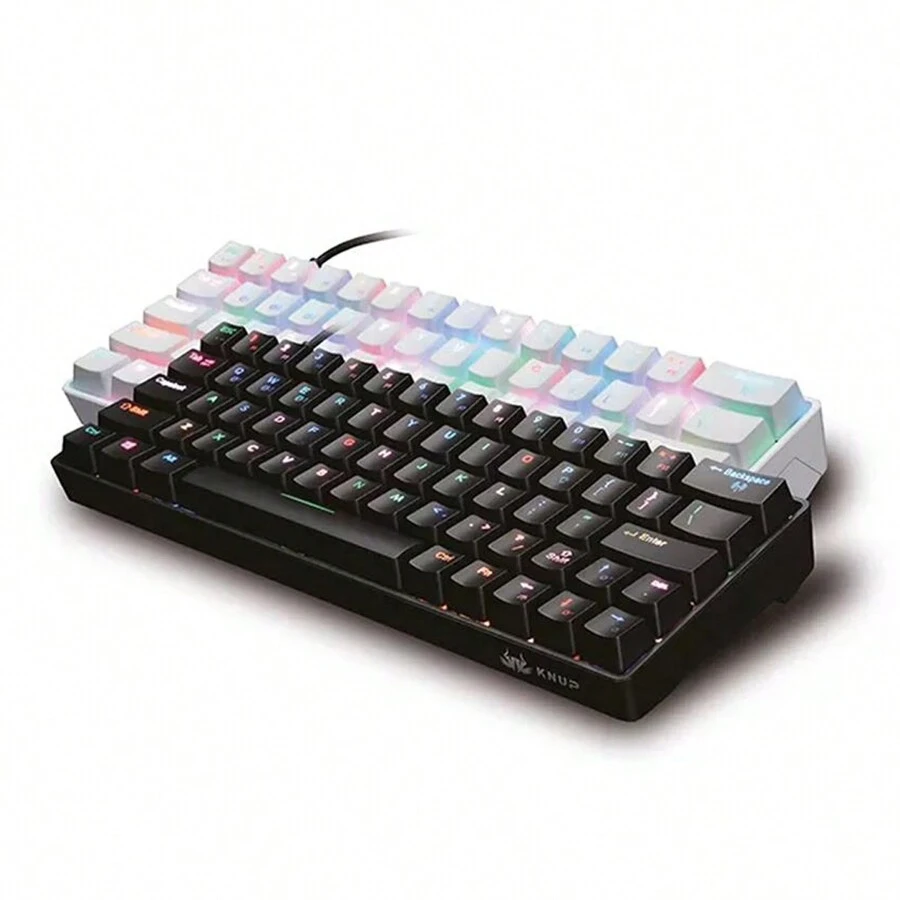 Teclado Mecanico Gamer 60% Para Games Pc Com Led Rgb Abnt2 Switch Blue Kp100 - Preto - Visão 1