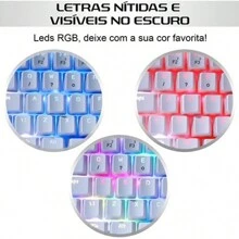 Teclado Mecanico Gamer 60% Para Games Pc Com Led Rgb Abnt2 Switch Blue Kp100 - Preto - Visão 3