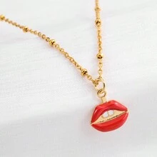 1條鍍銅18k情人節華麗的心形吊墜項鍊 - 彩色 - 查看 2