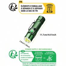 1pc New 3 Led Waterproof Flashlight With Portable Small Volume And Durable Aluminum Alloy Body, Equipped With Pen Clip, Battery Level Display And Flashlight Power Bank Function, Suitable For Outdoor Camping, Climbing, Night Running, Fishing, Night Work, Emergency Search And Household Use. - Dark Green - View 11