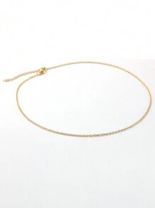 1pc Fashionable And Simple Chain Necklace O-Chain 40cm+5cm Necklace Suitable For Men's And Women's Daily Wear - Yellow Gold - View 2