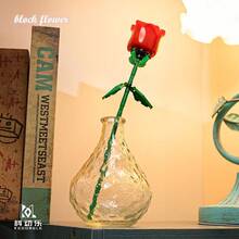 1 件永恒玫瑰花束，多色积木玫瑰花盆，3D 积木拼图玩具，可用作情人节礼物或装饰品（红色） - 紅玫瑰 - 查看 8