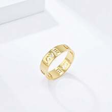 簡約型男潮戒,刻有情侶愛心,不鏽鋼女性飾品禮物,銀色/金色/黑色 - 單戒 - 查看 3