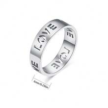 簡約型男潮戒,刻有情侶愛心,不鏽鋼女性飾品禮物,銀色/金色/黑色 - 單戒 - 查看 6