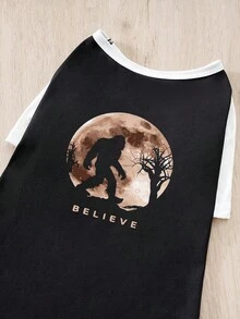 1pc Pet Clothes Dog T-Shirt Breathable Soft Bigfoot Cat Dogs Clothes Novelty Funny Pattern Party Clothes - Black - View 4