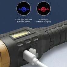 1支多功能強光長射程迷你便攜式type-c充電手電筒塑料材質 - 金色 - 查看 5