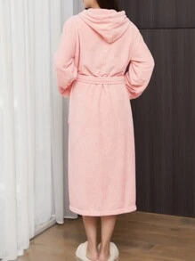 1 chiếc áo choàng tắm trùm đầu họa tiết quả dứa, áo choàng bằng vải nỉ san hô mềm mại thấm hút ấm áp dùng cho phòng tắm, phòng ngủ, hồ bơi, tất cả các mùa khi trở lại trường - Hồng - Xem 4