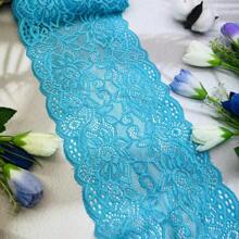 2米/78.75英寸長14厘米/5.51英寸寬的雙面彈力蕾絲修飾,diy手工蕾絲修飾衣服、裙子、家具等用品的必備材料 - 藍色 - 查看 1