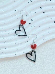 1pair Acrylic Hollow Out Heart Shaped Earrings For Valentine's Day Gift, Festival Dangle Ear Jewelry - Valentine's Day Love Style - View 3