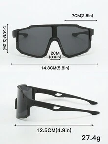 2 件男士塑料运动骑行环绕式 Y2k 装饰时尚眼镜适合日常佩戴、摄影、购物、骑自行车、滑雪等。 - 彩色 - 查看 5