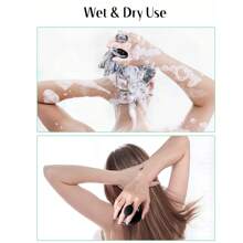 頭皮按摩器,柔軟矽膠刷毛深層清潔頭皮促進生髮淨化頭皮,洗髮刷去頭屑,全黑色 - 橘色 - 查看 6